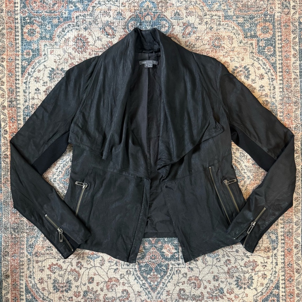 Vince. Paper Leather Drape Jacket